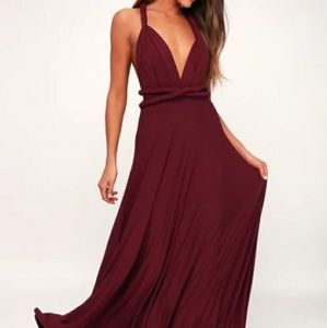 LULUS Tricks of the Trade Burgundy Maxi Dress
